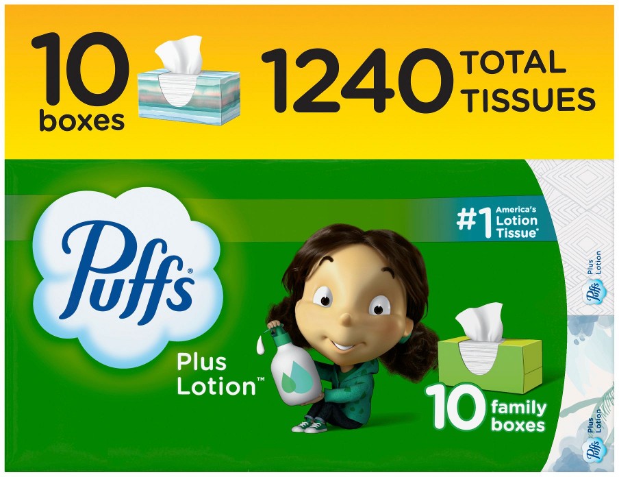 Plus Lotion Facial Tissues, 10 pk./124 tissues per box