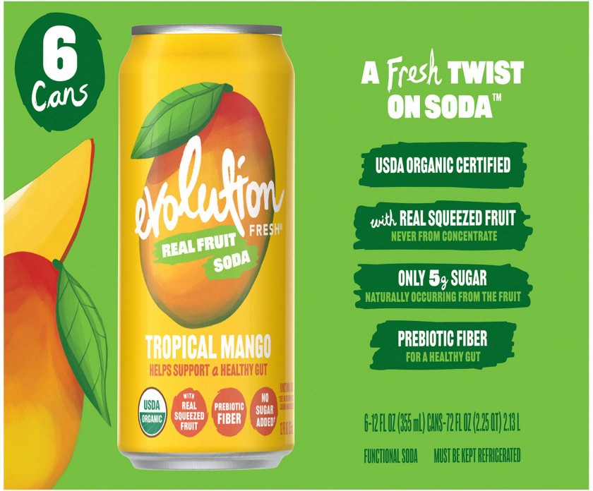 Organic Tropical Mango Real Fruit Soda, 6 pk./12 oz.