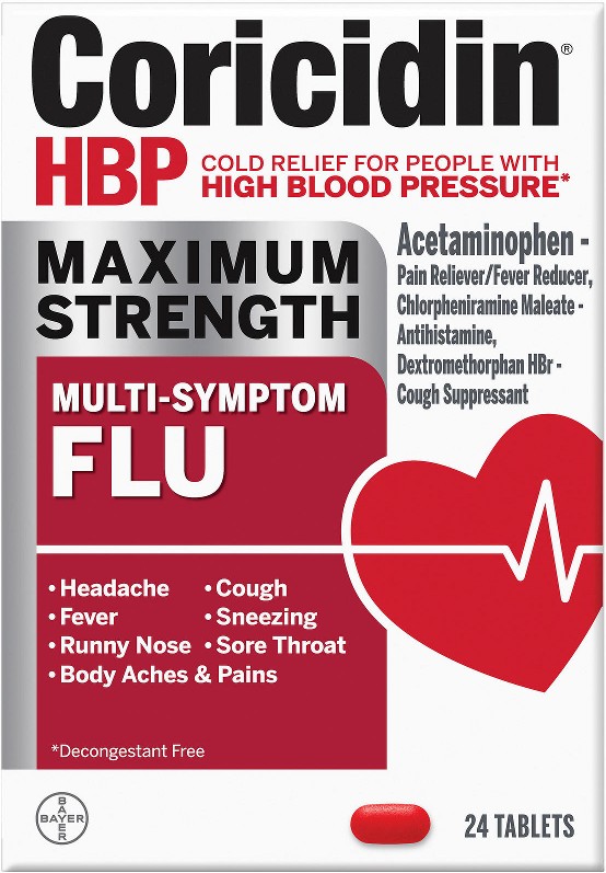 Maximum Strength Multi-Symptom High Blood Pressure Flu Tablets, 48 ct.