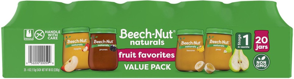 Naturals Fruit Purees Stage 1 Baby Food Variety Pack, 20 pk./4 oz.