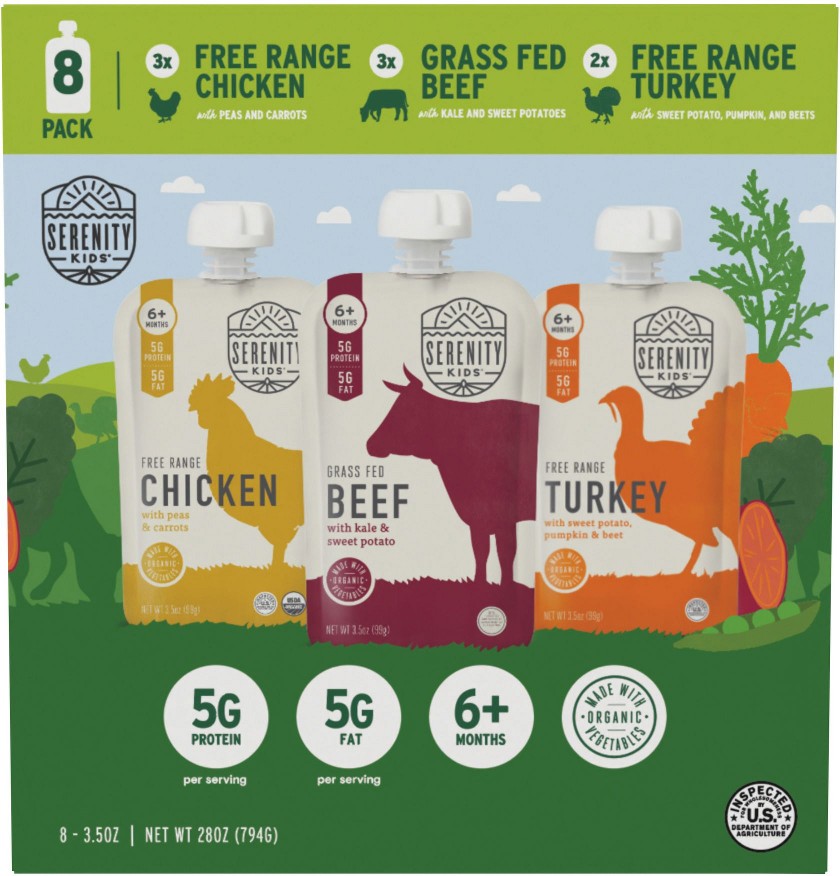 Chicken, Beef & Turkey Meat & Organic Veggies Baby Food Variety Pack, 8 ct./3.5 oz.