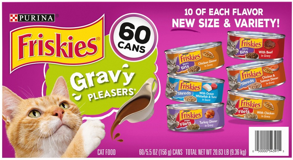 Friskies Gravy Pleasers Wet Cat Food Variety Pack, 60 ct./5.5 oz.