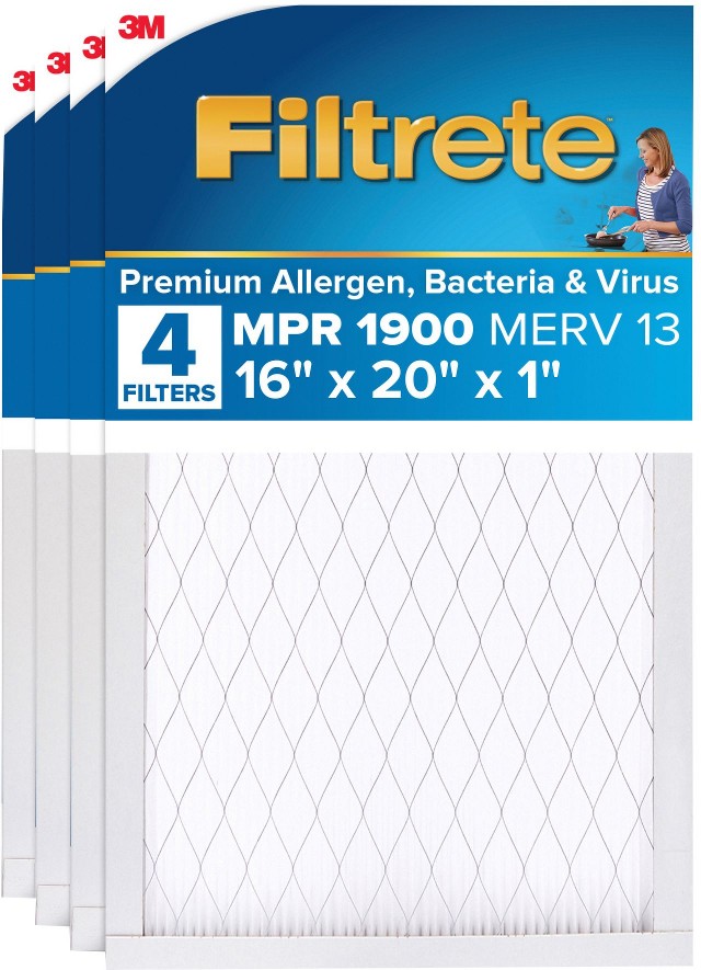 16" x 20" 1" Premium Allergen, Bacteria & Virus Filters, 4 pk.
