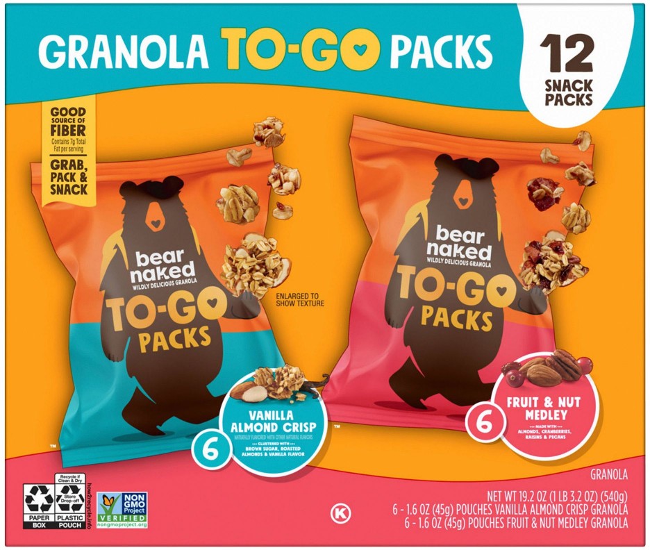 Granola To Go Variety Pack, Vanilla Almond Crisp, Fruit & Nut Medley, Pouches, 12 pk./1.6 oz.