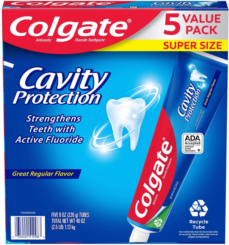 Cavity Protection Toothpaste with Fluoride, 5 pk./8 oz. - Regular Flavor