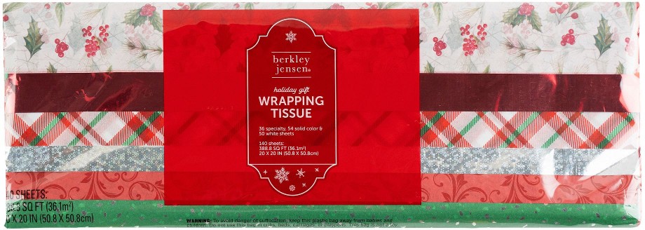 Holiday Gift Wrapping Tissue, 140 Sheets - Assorted Colors