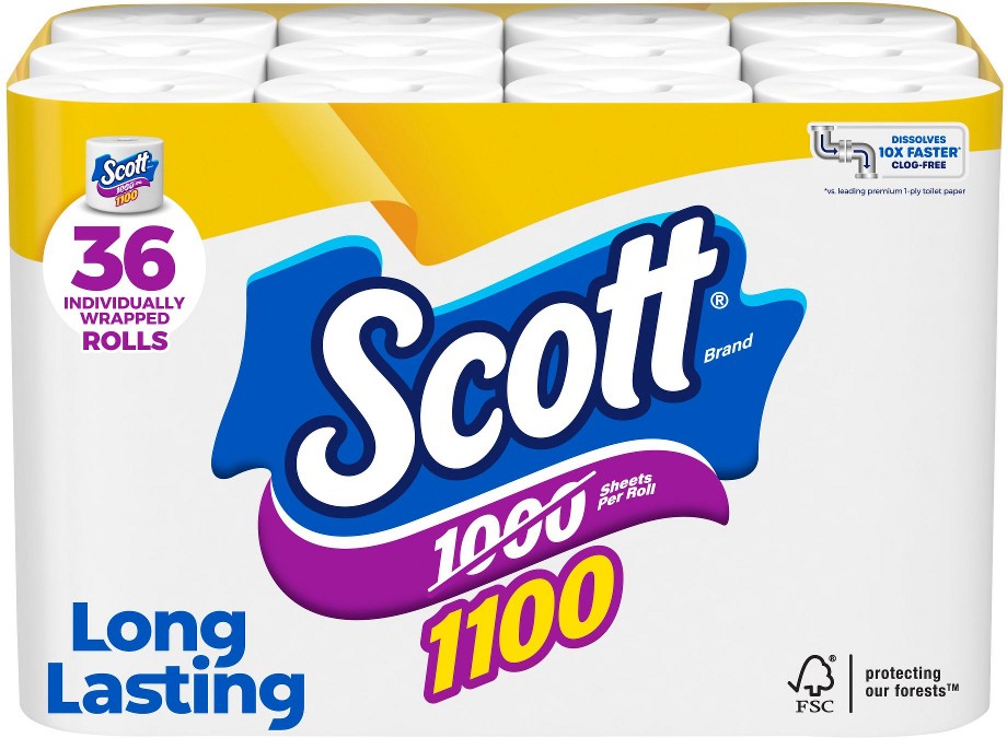 1100-Sheets, 1-Ply Bath Tissue, 36 ct.