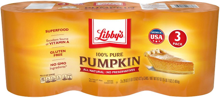 100% Pure Pumpkin Pie, 3 pk./29 oz.