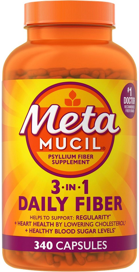 3-in-1 Fiber Capsules, Daily Fiber Supplement for Digestive Health, Capsules, 340 ct.