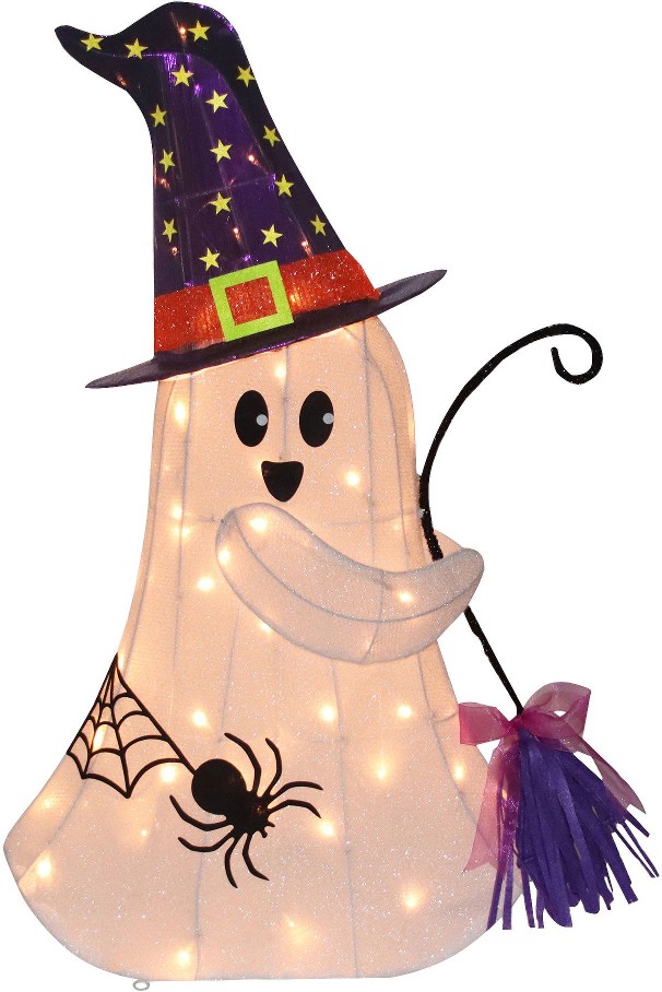 36" Pre-lit White Ghost With Broom