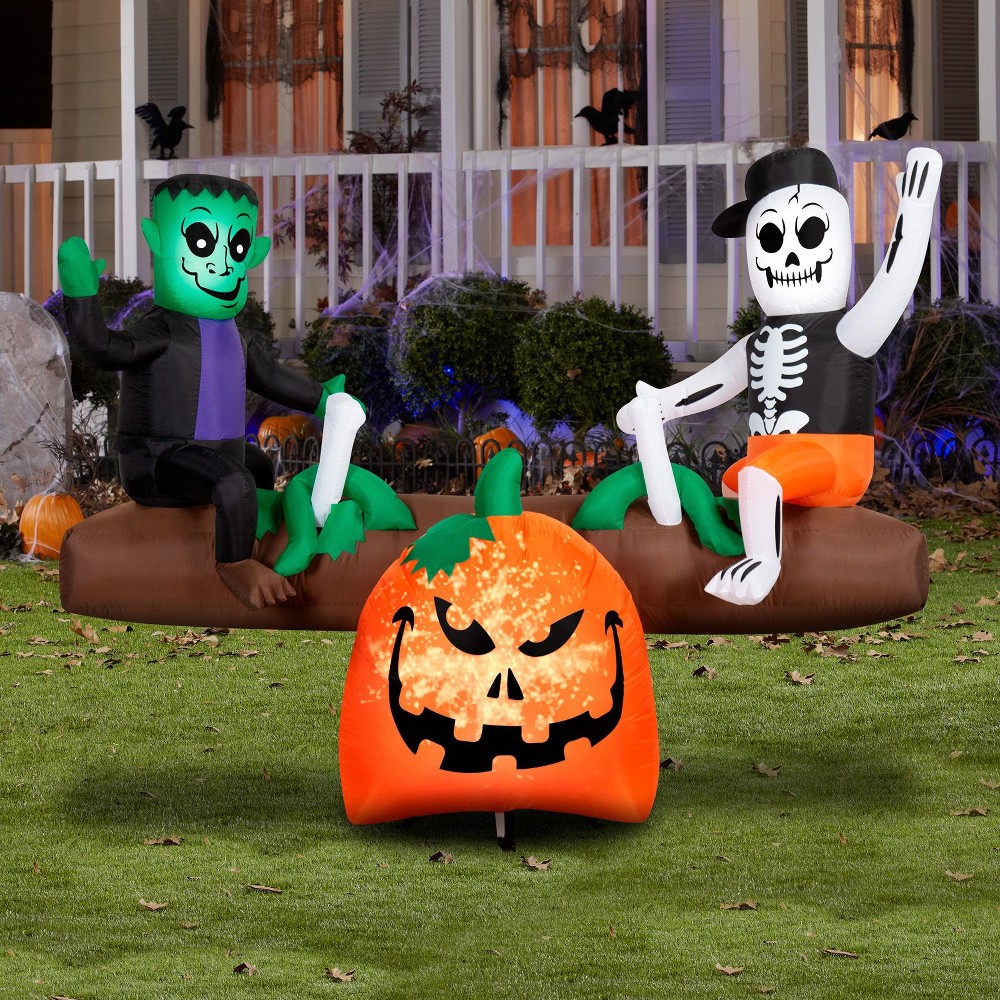 Animated Halloween Inflatable Teeter Totter Scene with Sound