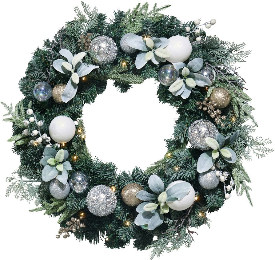28" Faux Floral Wreath with LED Lights