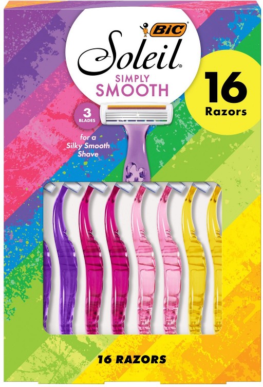 Soleil Simply Smooth Disposable Razor, 3 Blade Womens Razors, 16 ct.