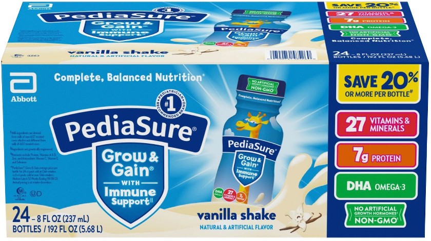 Grow & Gain Kids' Nutritional Shake Vanilla Ready-to-Drink Bottles, 24 pk./8 fl. oz.