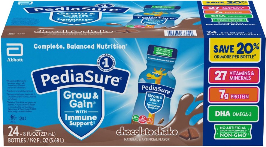 Grow & Gain Kids Nutritional Shake Chocolate Ready-to-Drink Bottles, 24 pk./8 fl. oz.
