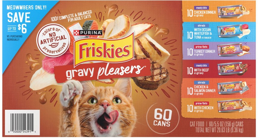 Friskies Gravy Pleasers Wet Cat Food Variety Pack, 60 ct./5.5 oz.