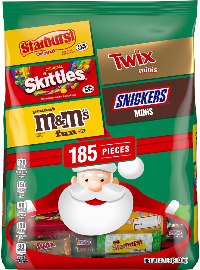Snickers, Twix, Skittles & Starburst Christmas Candy Stocking Stuffers, 185 ct.