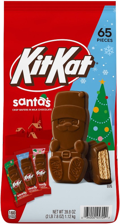 Milk Chocolate Wafer Santas, Christmas, Candy Bag, 65 ct.