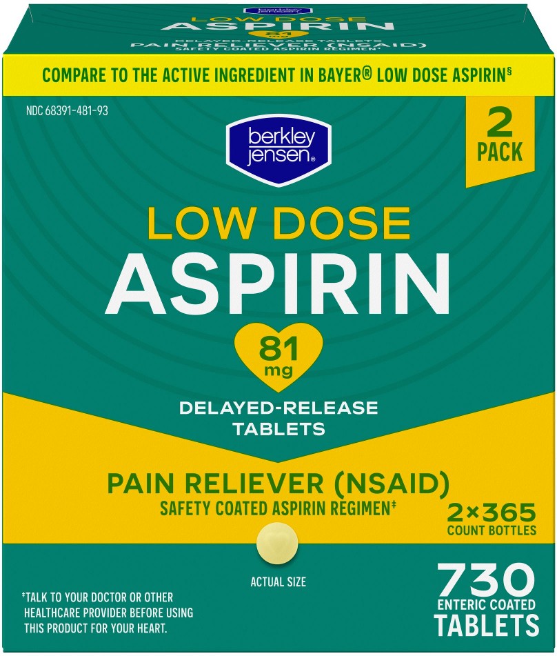 Aspirin 81mg Low-Dose Tablets, 730 ct.