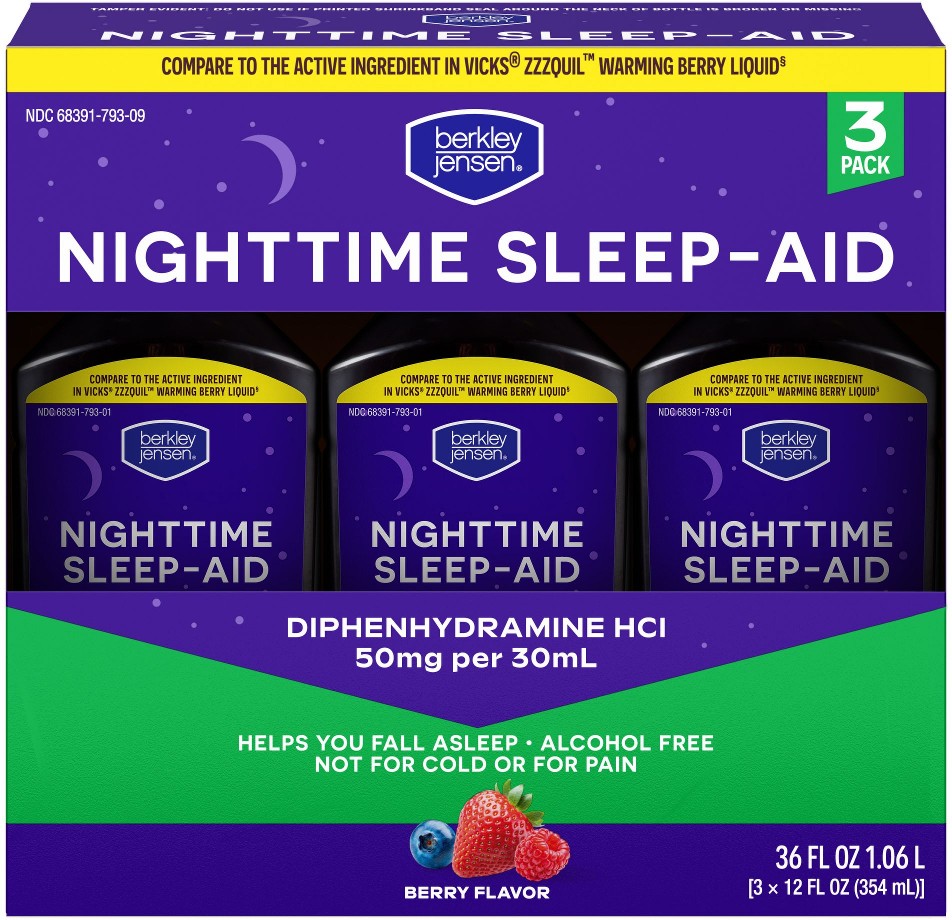 Night Time Sleep Aid Diphenhydramine HCl 50mg Liquid, 3 pk./12 fl. oz.