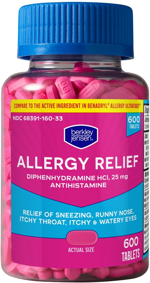 25mg Diphenhydramine Hydrochloride Antihistamine Tablets, 600 ct.