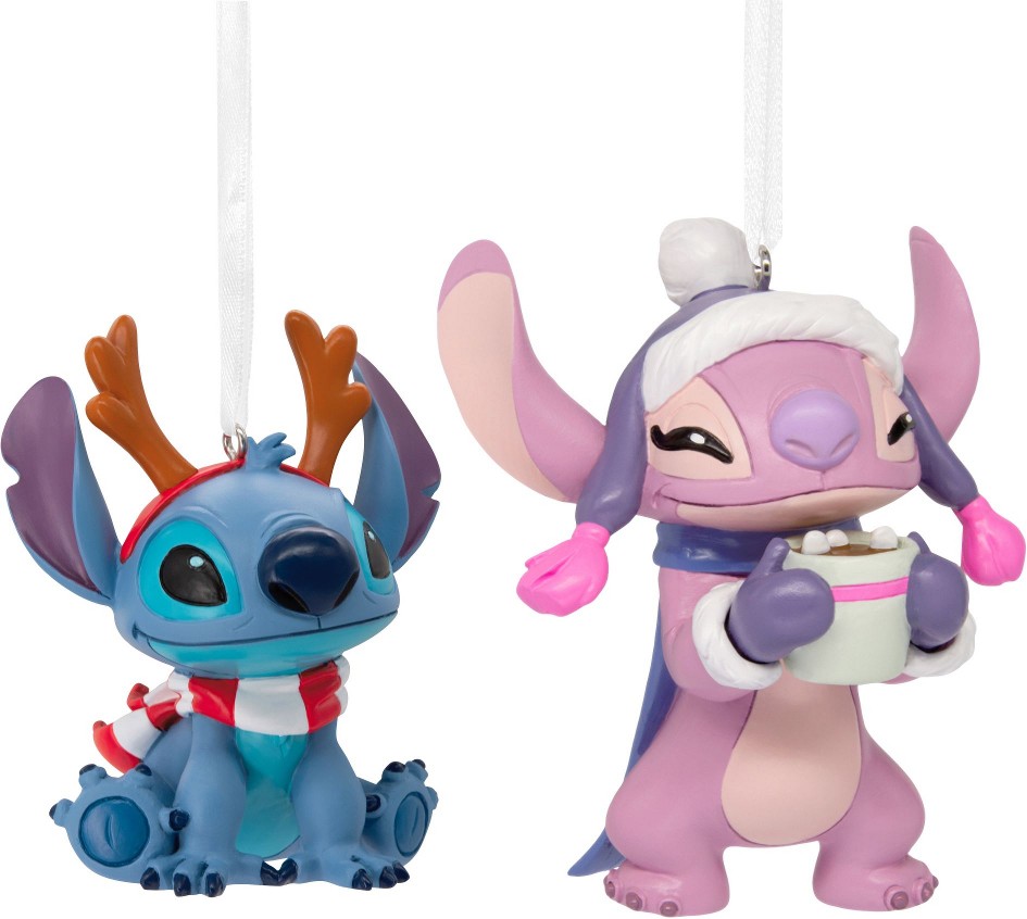 Disney Stitch Reindeer Stitch and Angel, Set of 2 Ornaments