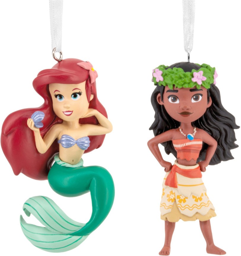 Disney Princess Ariel and Moana, Set of 2 Ornaments