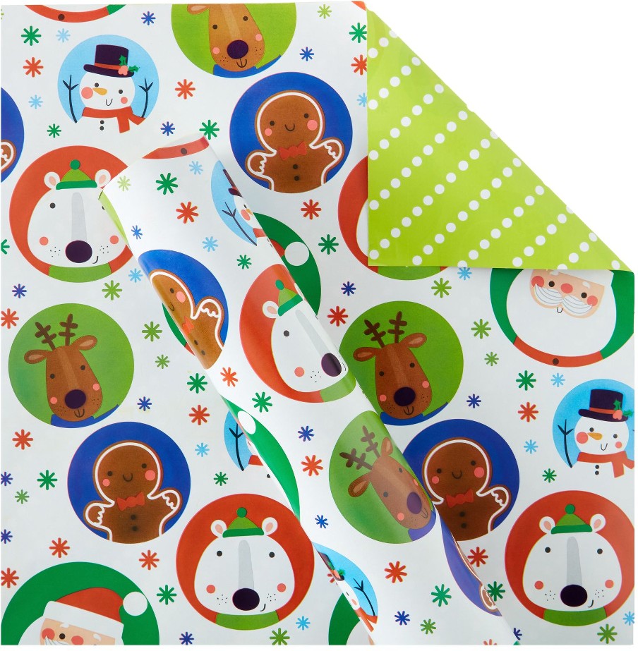 300 sq. ft. Reversible Christmas Gift Wrap, Icons and Dots