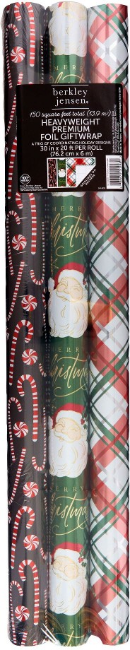 3 Roll 150 sq. ft. Wrapping Paper, Black