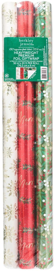 3 Roll 150 sq. ft. Wrapping Paper, Floral