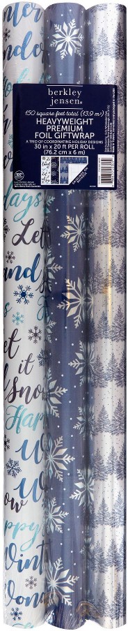 3 Roll 150 sq. ft. Wrapping Paper, Winter