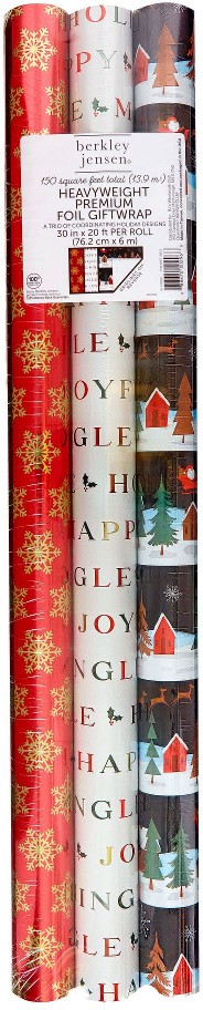 3 Roll 150 sq. ft. Wrapping Paper, Holiday Scene