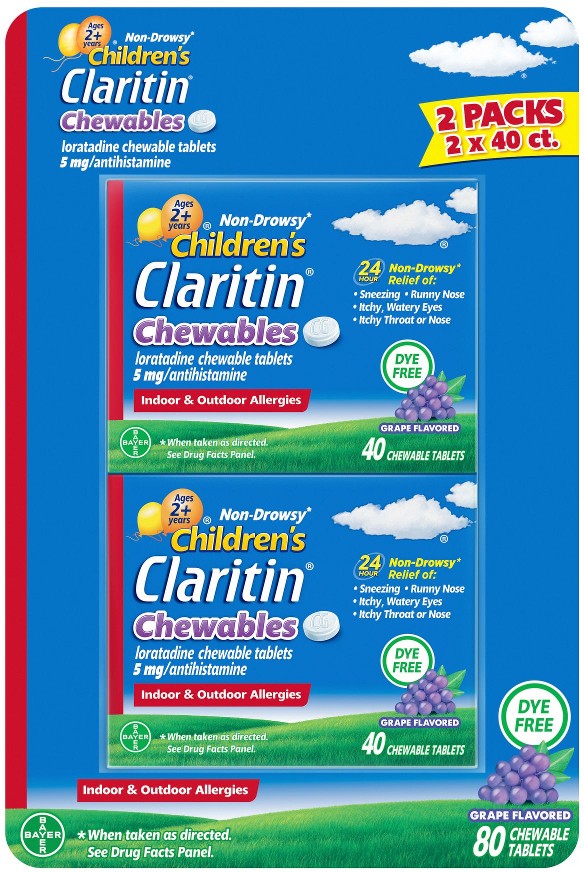 Children's 24 Hour Chewables, Grape Flavor, 5mg Tablets, 80 ct.