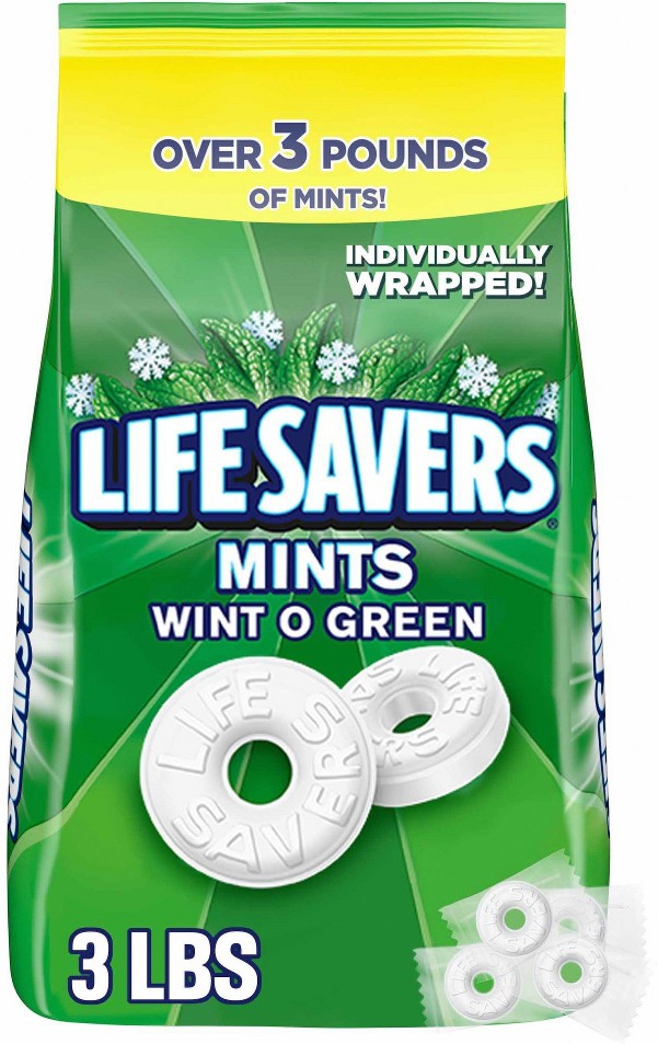 Wint-O-Green Breath Mints Bulk Hard Candy, Party Size Bag, 53.95 oz.