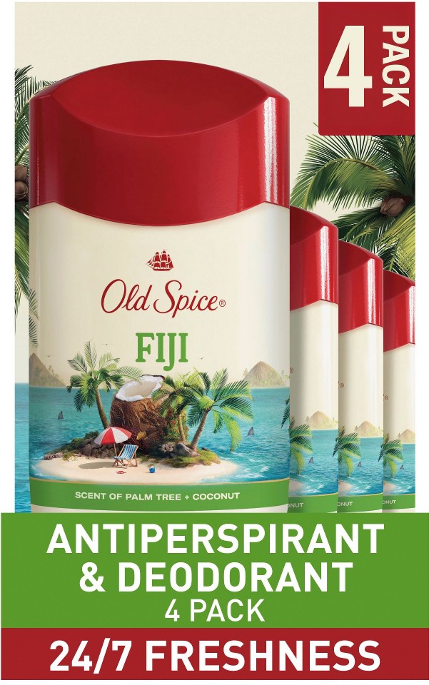 Fiji Antiperspirant and Deodorant, Scent of Coconut and Palm Trees, 4 pk./2.6 oz.