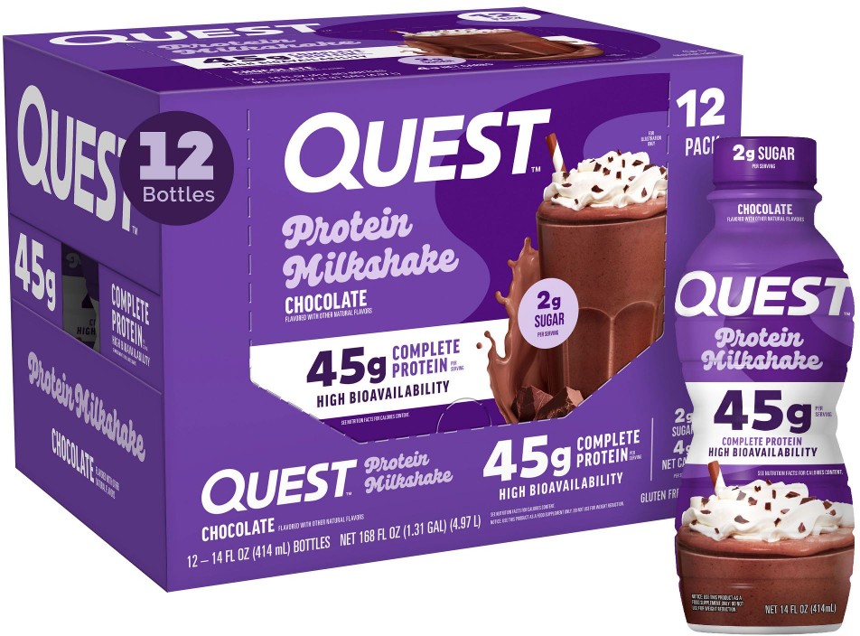 Chocolate Protein Milkshake, 45g Protein, Bottles, 12 pk./14 fl. oz.