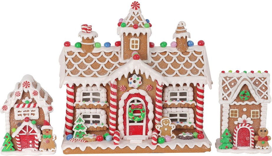 Clay Dough LED Gingerbread House -Set of 3