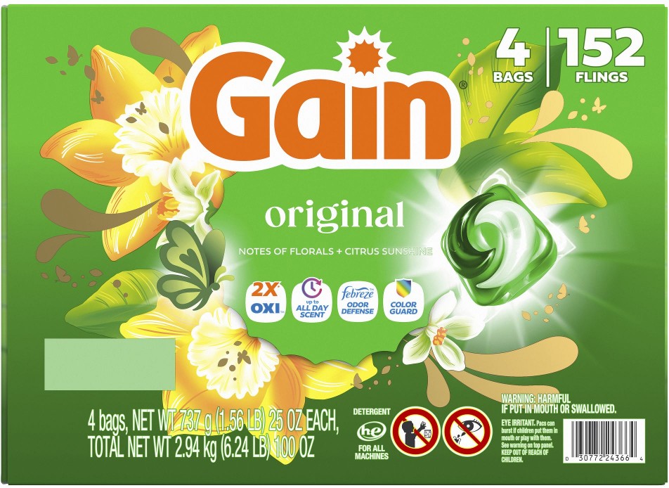 Flings 4 in 1 Laundry Detergent Pacs - Original Scent, 152 ct.