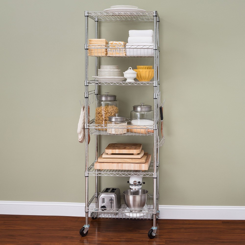 24" 6-Shelf Steel Rack - Chrome