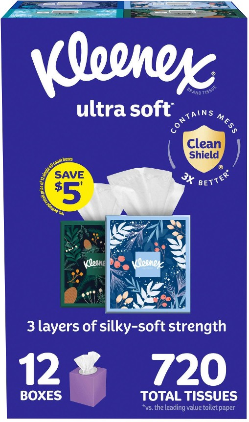 Ultra Soft Facial Tissues, 12 pk./720 total tissues