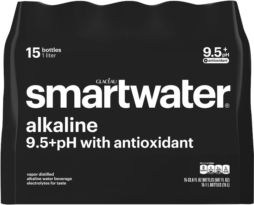 Alkaline With Antioxidant Ionized Electrolyte Vapor-Distilled Water Bottles, 15 pk./1L