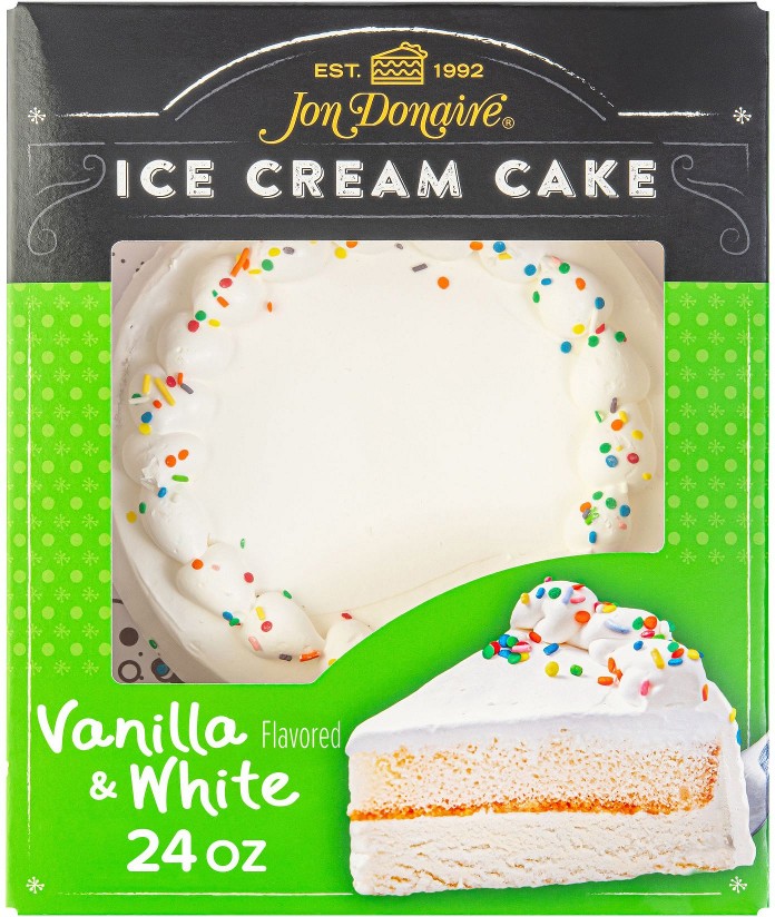8" Decorated Vanilla Flavored/White Ice Cream Cake, Serves 8