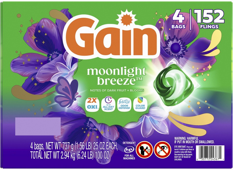Flings 4-in-1 Laundry Detergent Pacs - Moonlight Breeze, 152 ct.