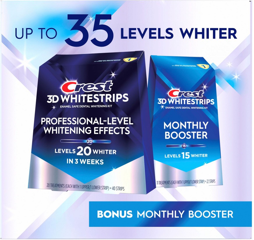 3DWhitestrips Professional Effects Advanced and Supreme Bright Boost At-Home Teeth Whitening Kit