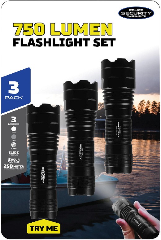 750-Lumen Flashlight, 3 pk.