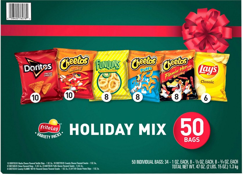 Frito Lay Variety Pack of Snacks and Chips, Holiday Mix, 50 ct.