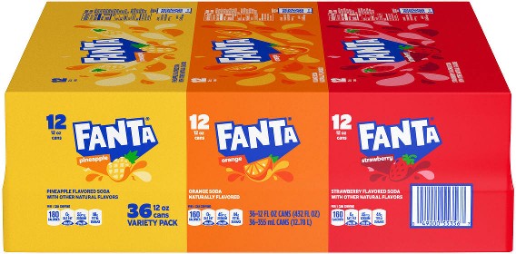 Variety Pack Soda, Cans, Orange, Pineapple & Strawberry, 36 pk./12 oz.