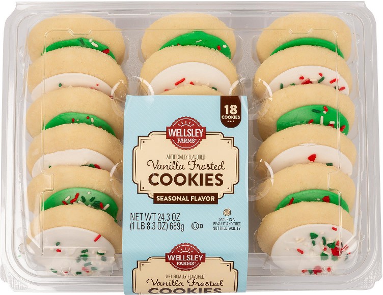 White & Green Vanilla Frosted Cookies With Holiday Sprinkles, 18 ct.