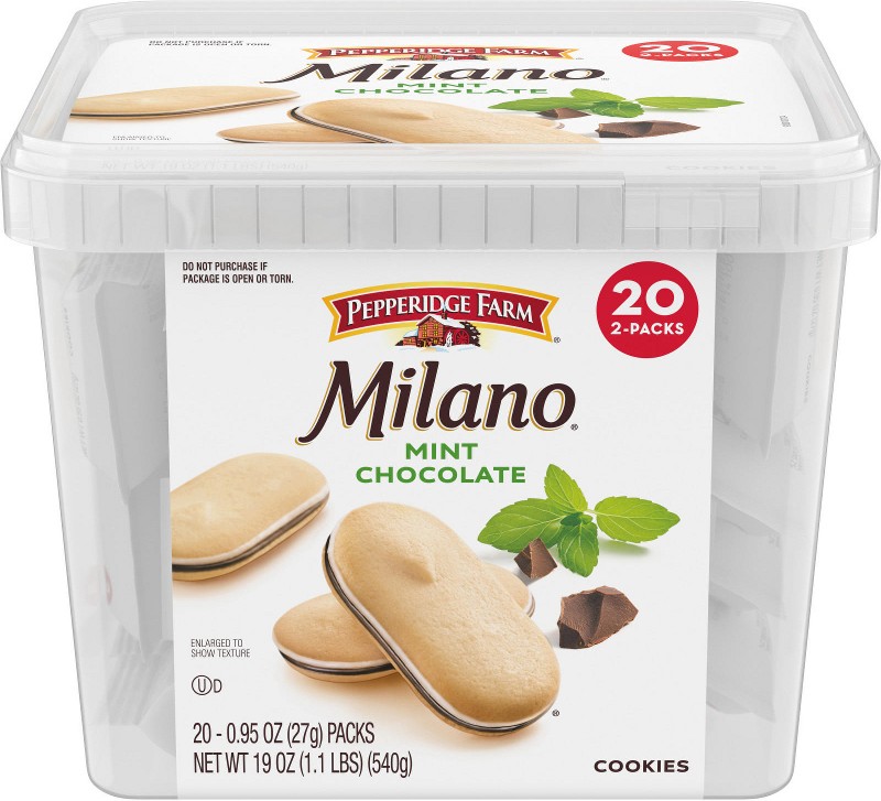 Milano Mint Chocolate Cookies Multi-Pack Tub 19 oz