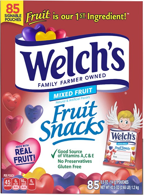 Fruit Snacks Valentine Box, 85 pk.
